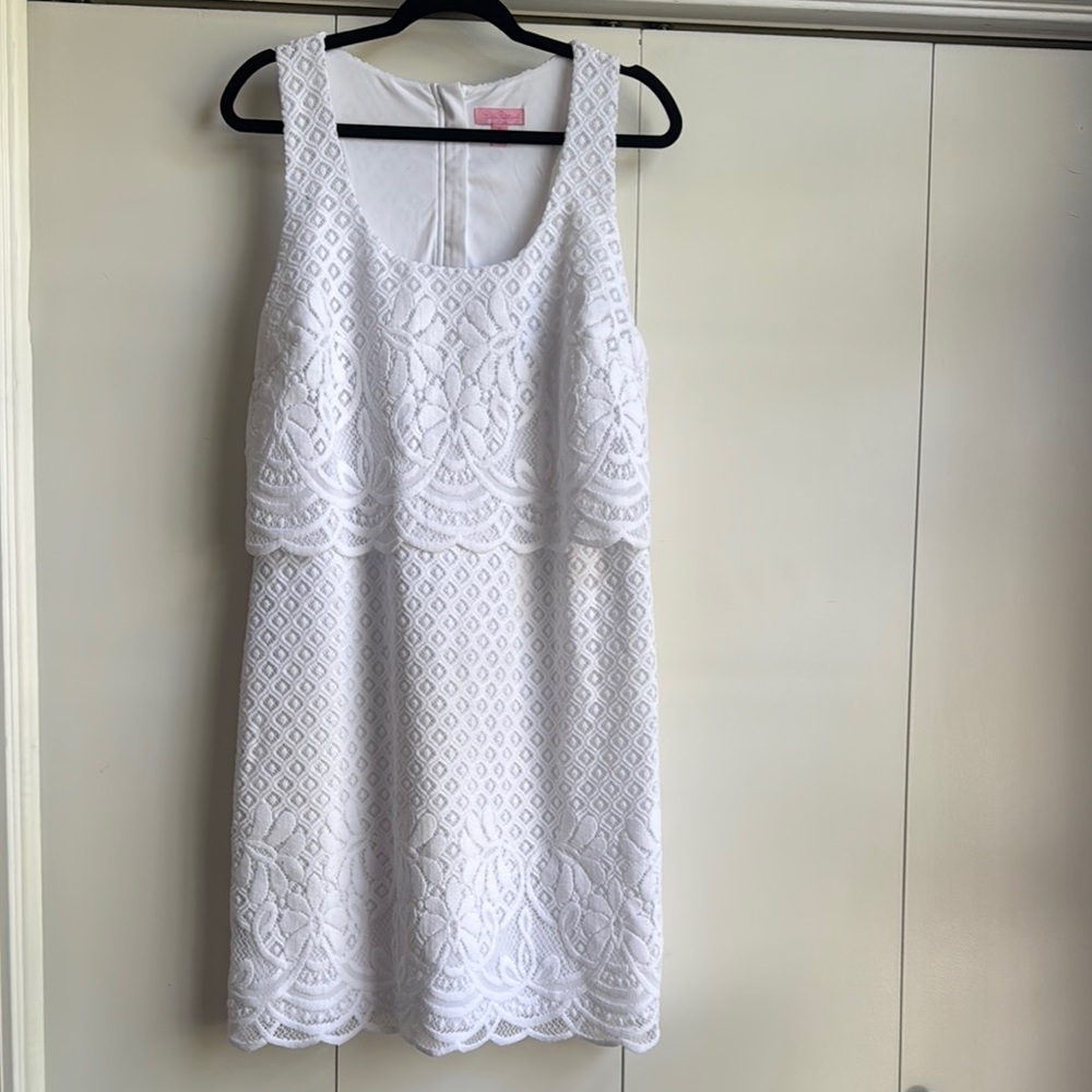 XL Stelle White Lace Scalloped Lily Pulitzer Dress